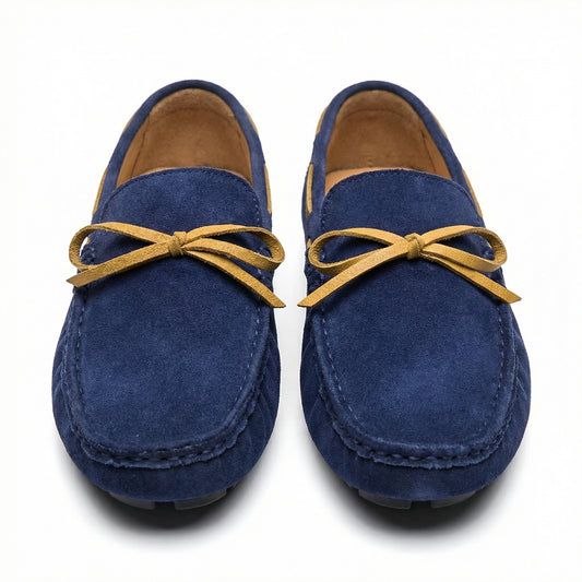 Casual Navy Blue Slip-On Moccasins Suede Finish
