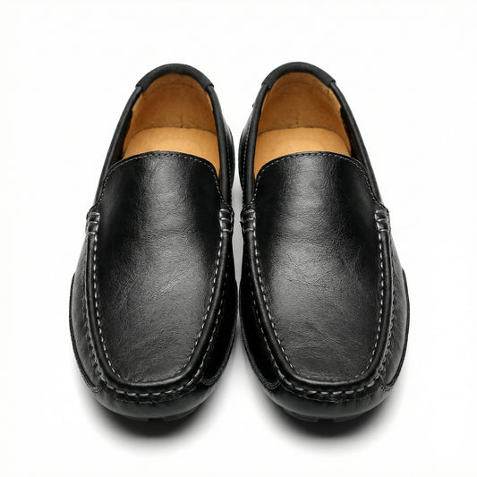 Classic Black Slip-On Moccasin Driving Shoes