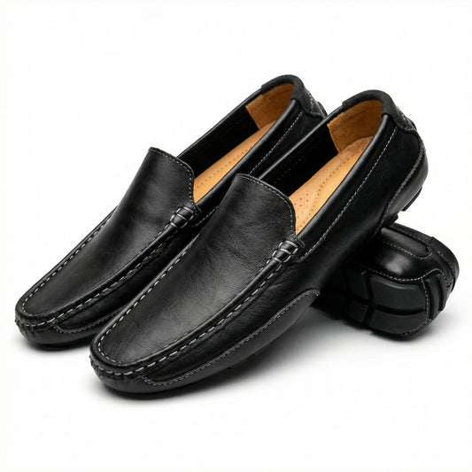 Classic Black Slip-On Moccasin Driving Shoes