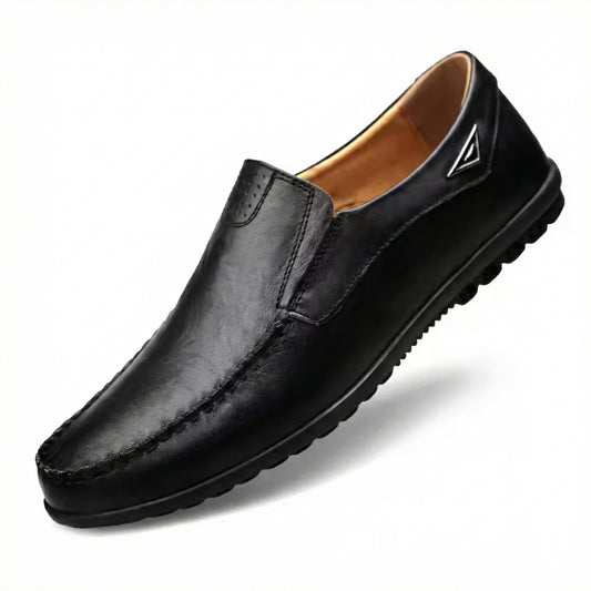 Black Casual Dress Loafer with Side Badge Detail