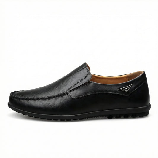 Black Casual Dress Loafer with Side Badge Detail